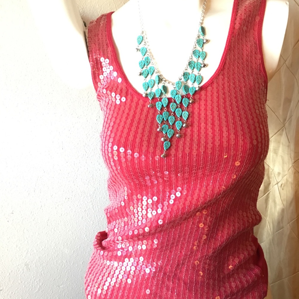 Next Era Red Sequined Fitted Tank